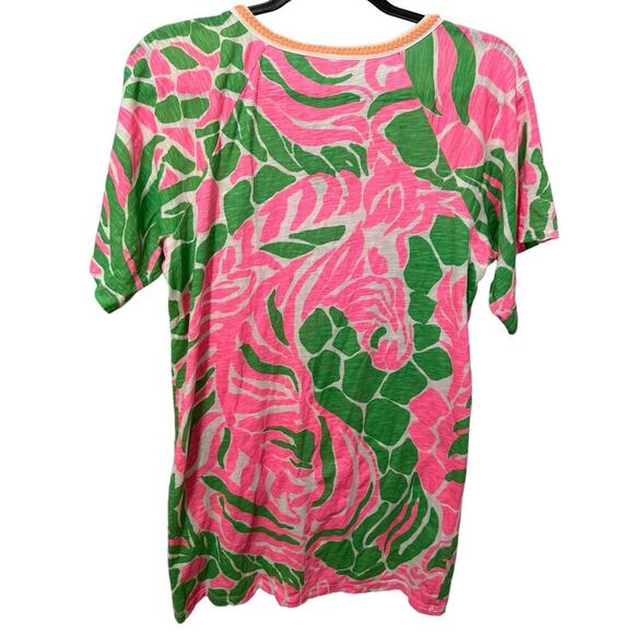 Lilly Pulitzer Bonita Cover Up Dress Tunic V Neck Mini Cotton Pink Green Size XS - Picture 5 of 10